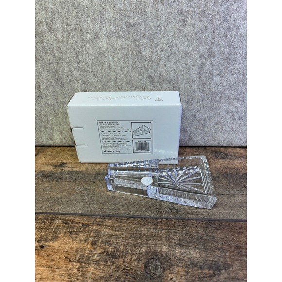 Crystal Clear Lead Crystal Cigar Ashtray Sunburst Cut Made in Poland NIB